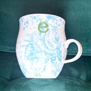 Anthropologie Blue Floral initial‎ E Coffee Mug Style Farmhouse Kitchen Decor